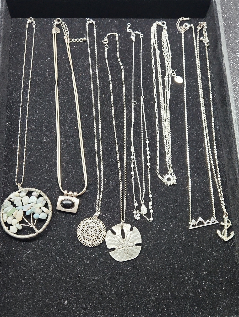 Silver-tone Multi-Style Pendant Necklace Bundle
